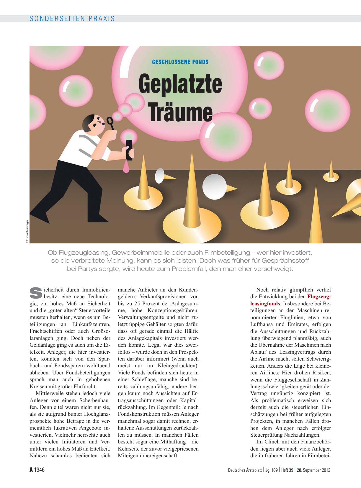 Vorschauseite 1: Geschlossene Fonds: Geplatzte Träume