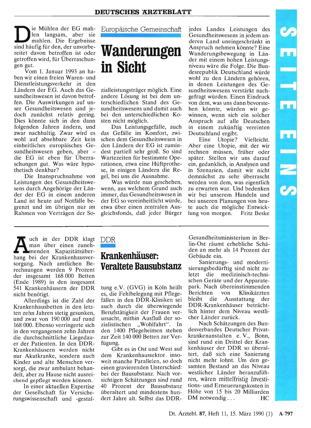 Vorschauseite 1: Europäische Gemeinschaft: Wanderungen in Sicht