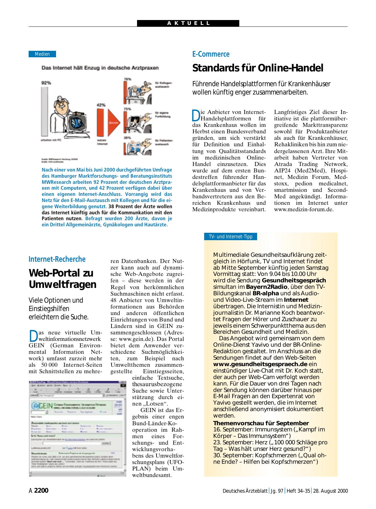 Vorschauseite 1: TVund Internet-Tipp