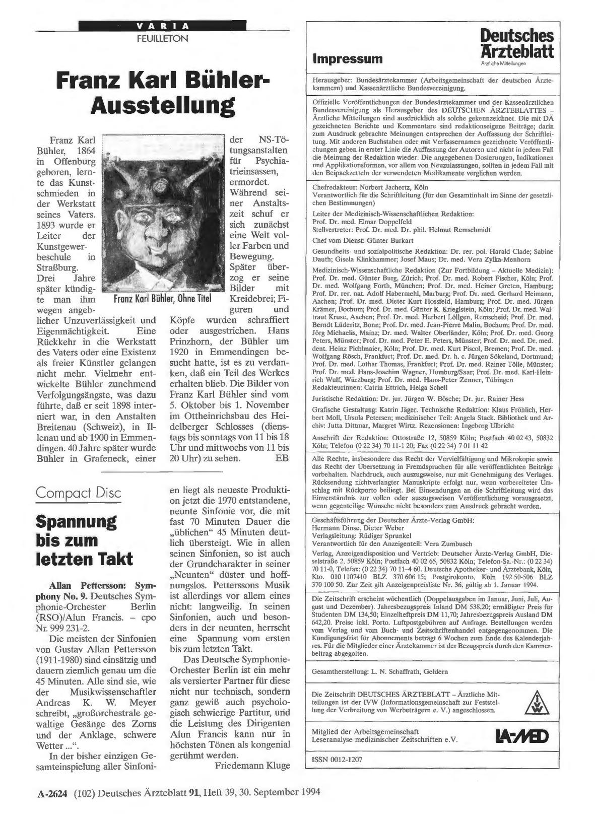 Vorschauseite 1: Franz Karl Bühler-Ausstellung
