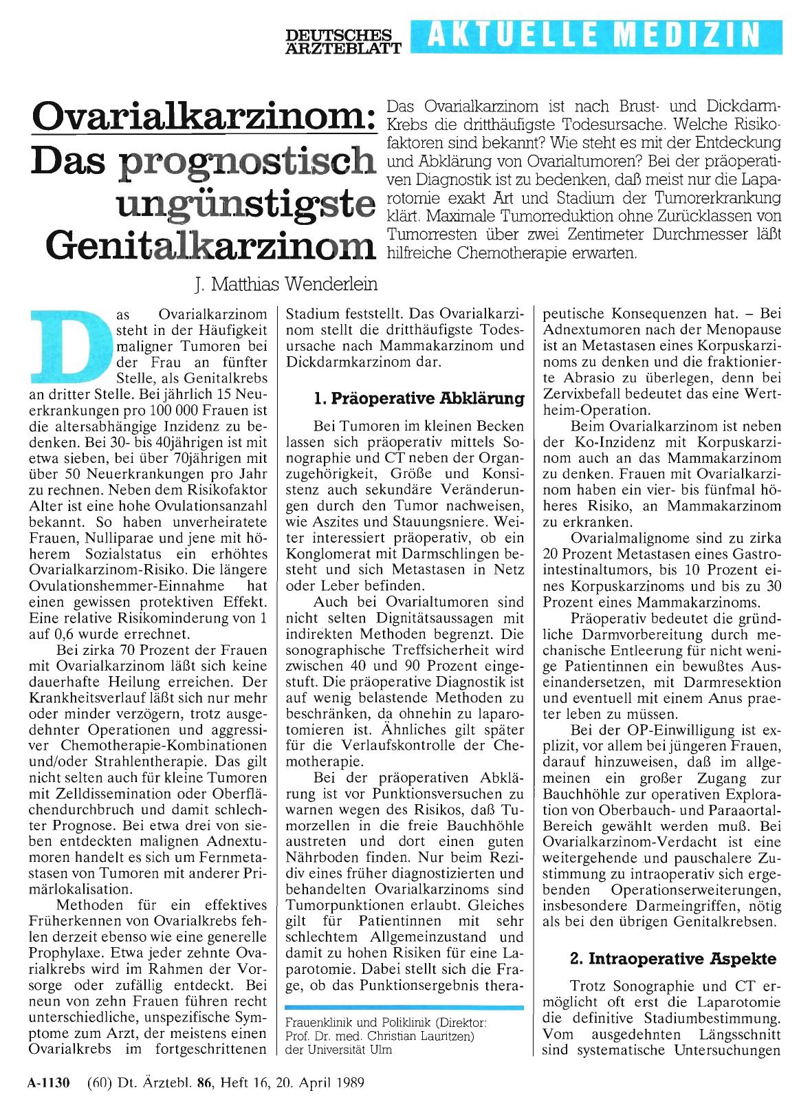 Vorschauseite 1: Ovarialkarzinom: Das prognostisch ungünstigste Genitalkarzinom