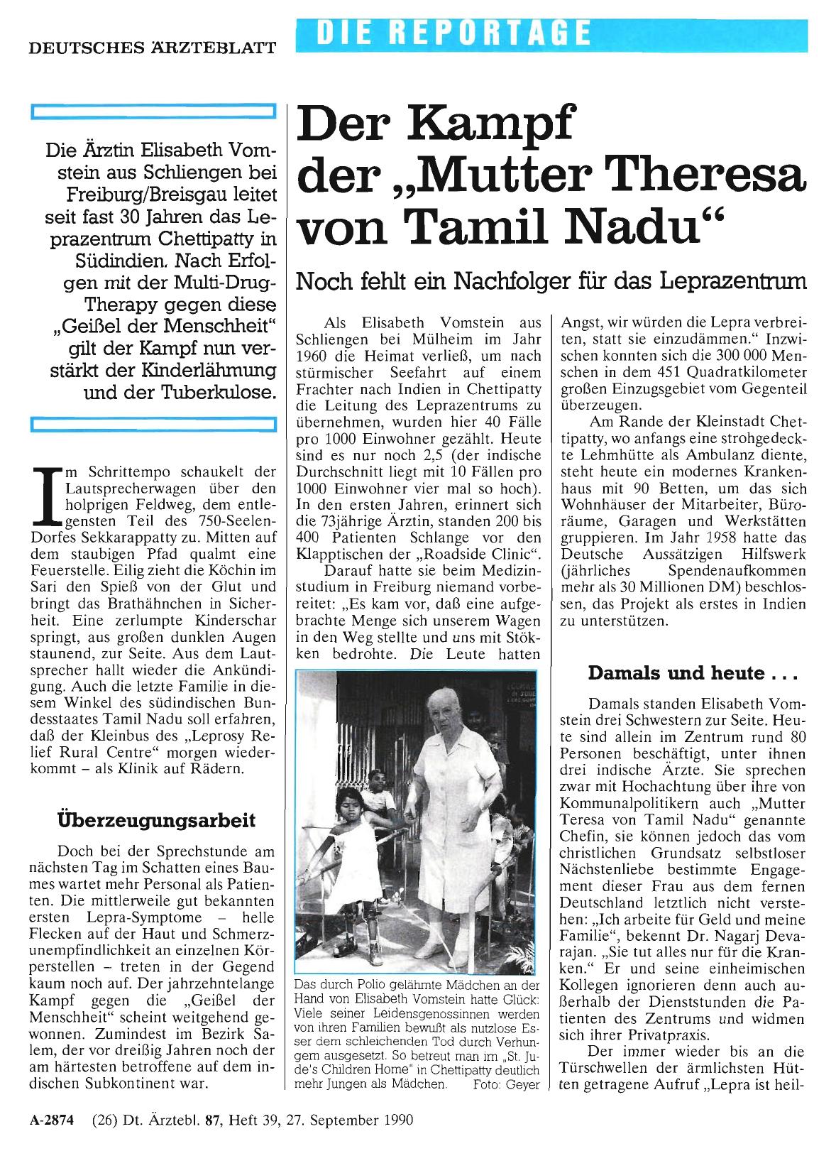 Vorschauseite 1: Der Kampf der „Mutter Theresa von Tamil Nadu“
