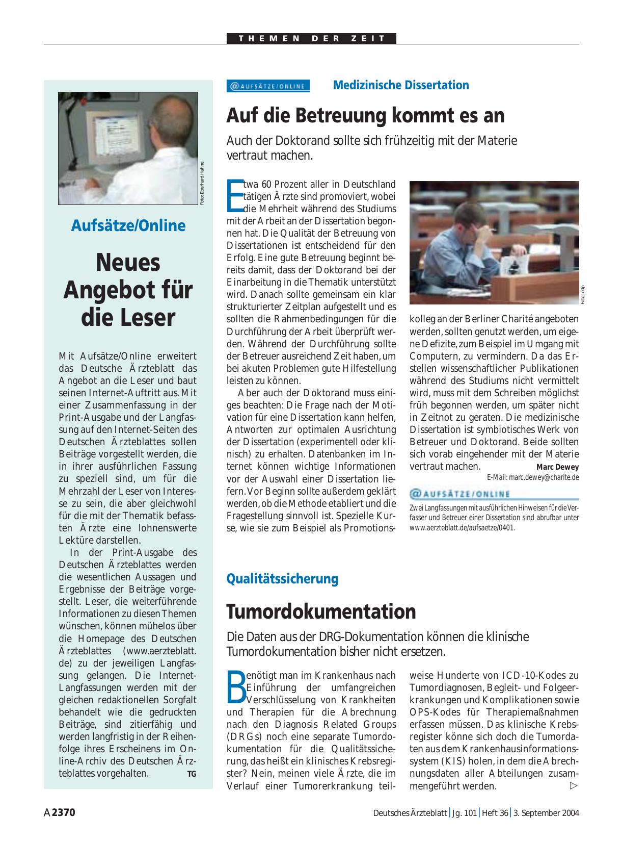 Vorschauseite 1: Qualitätssicherung: Tumordokumentation