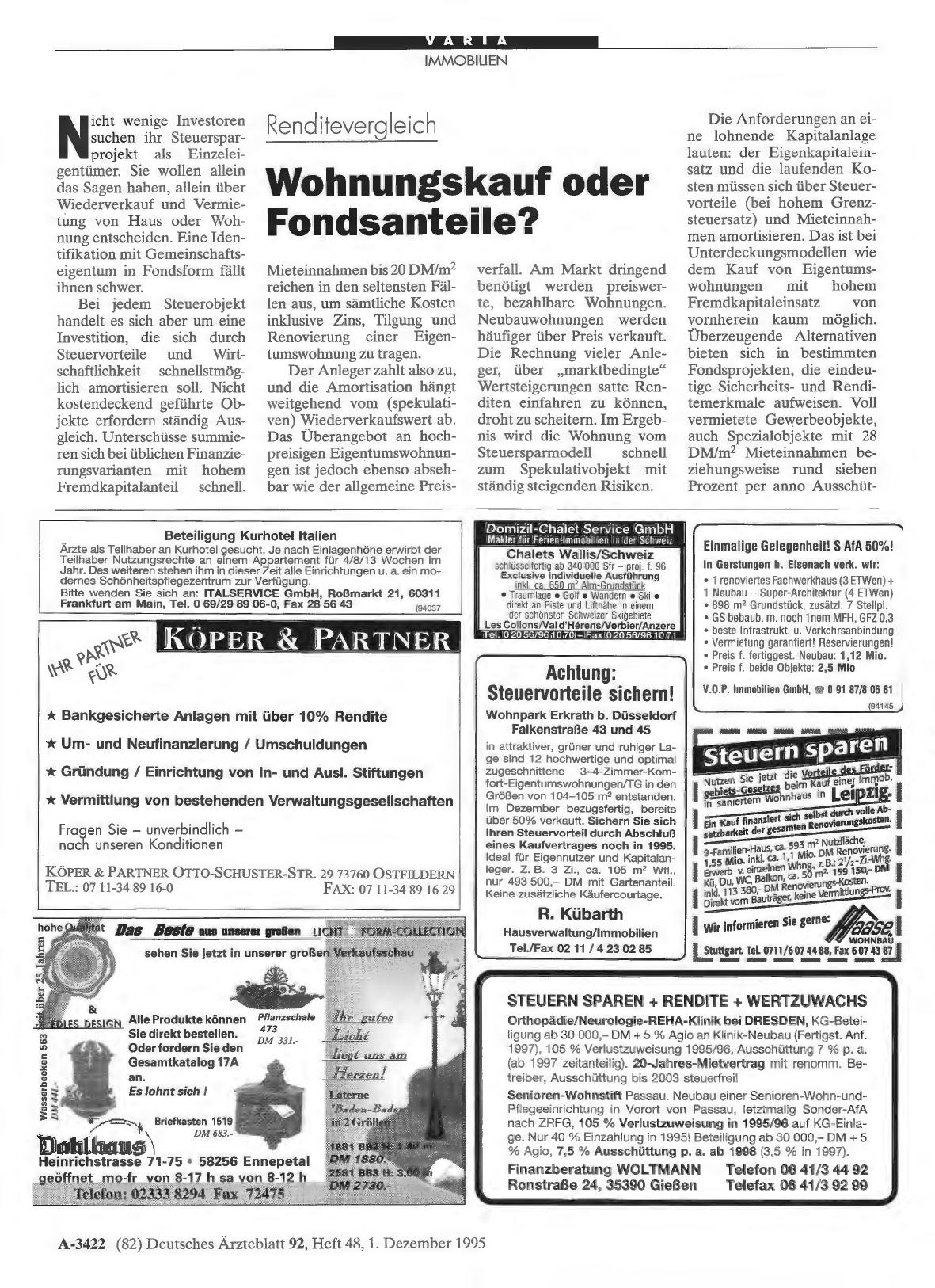 Vorschauseite 1: Renditevergleich: Wohnungskauf oder Fondsanteile?