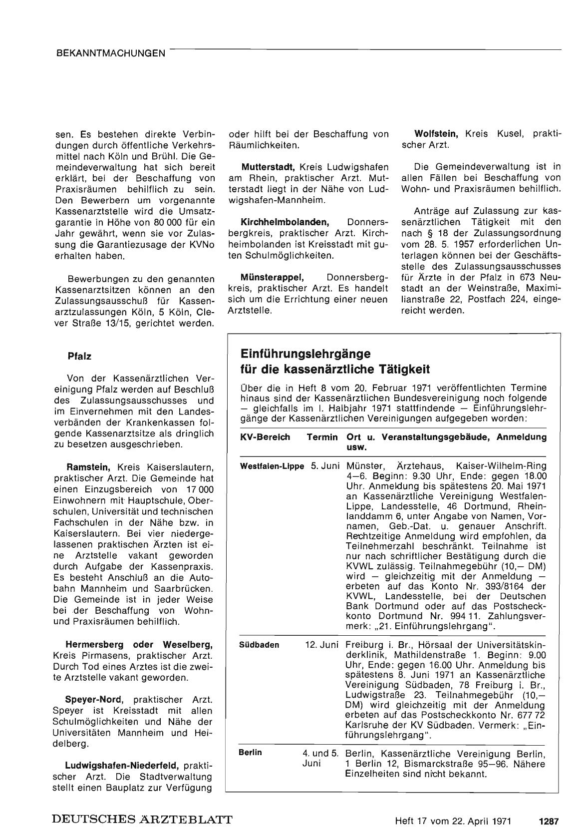 Vorschauseite 1: Einführungslehrgänge für die kassenärztliche Tätigkeit