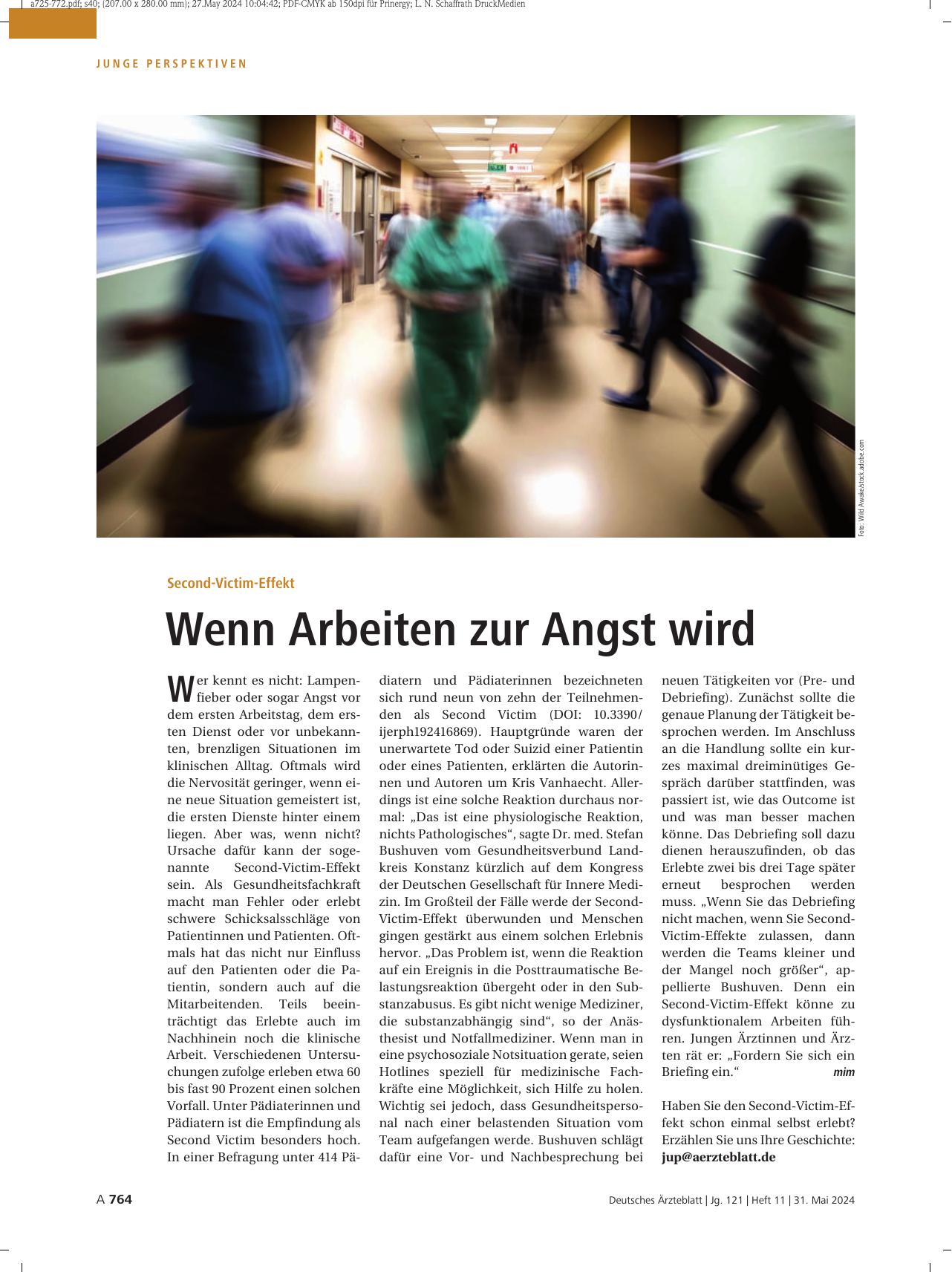 Vorschauseite 1: Second-Victim-Effekt: Wenn Arbeiten zur Angst wird