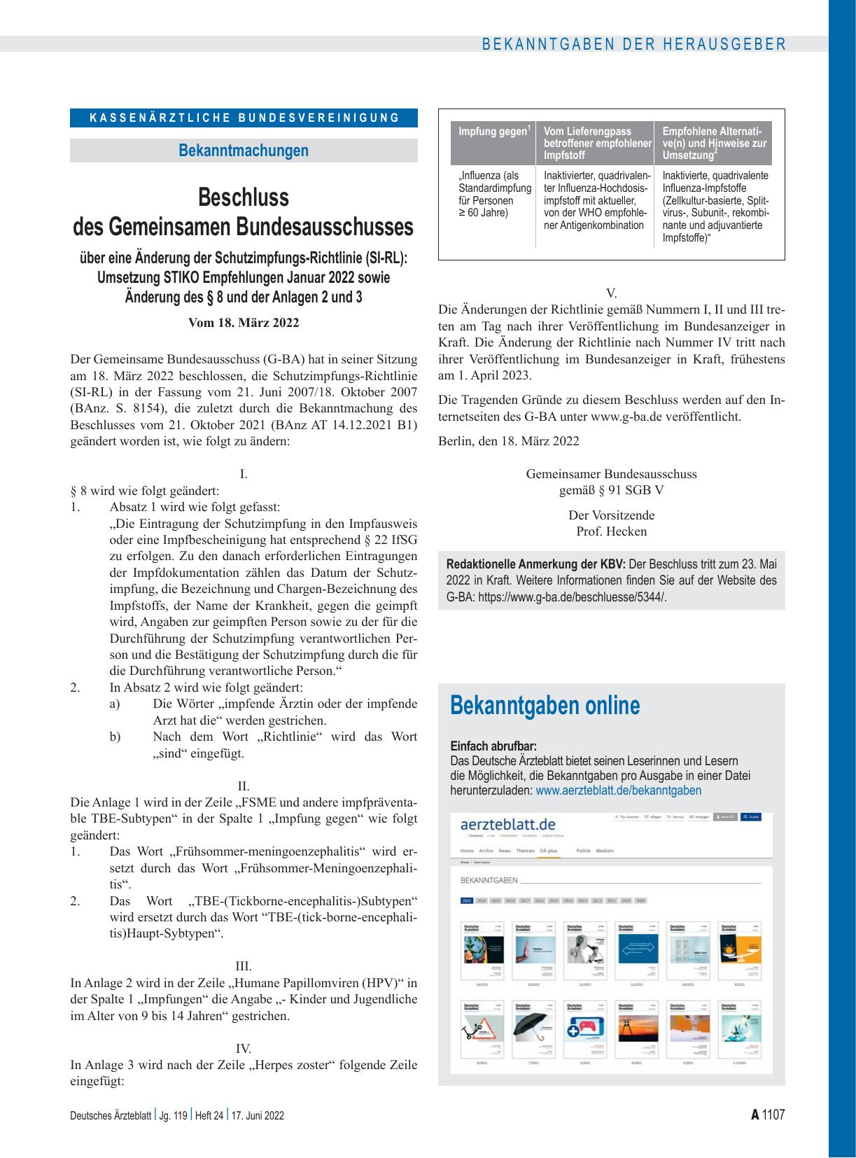 Vorschauseite 1: Bekanntgaben online