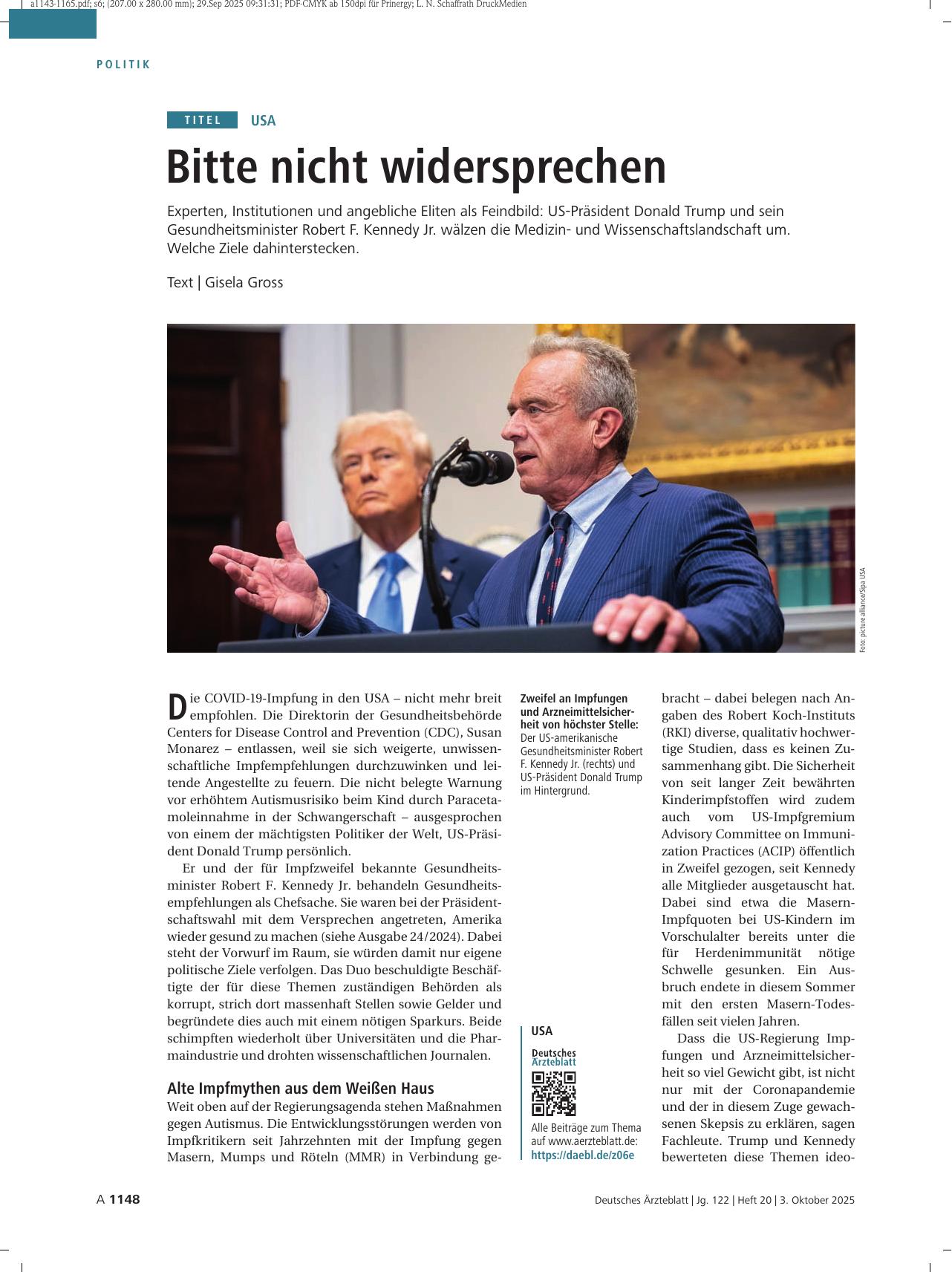 Vorschauseite 1: USA: Bitte nicht widersprechen