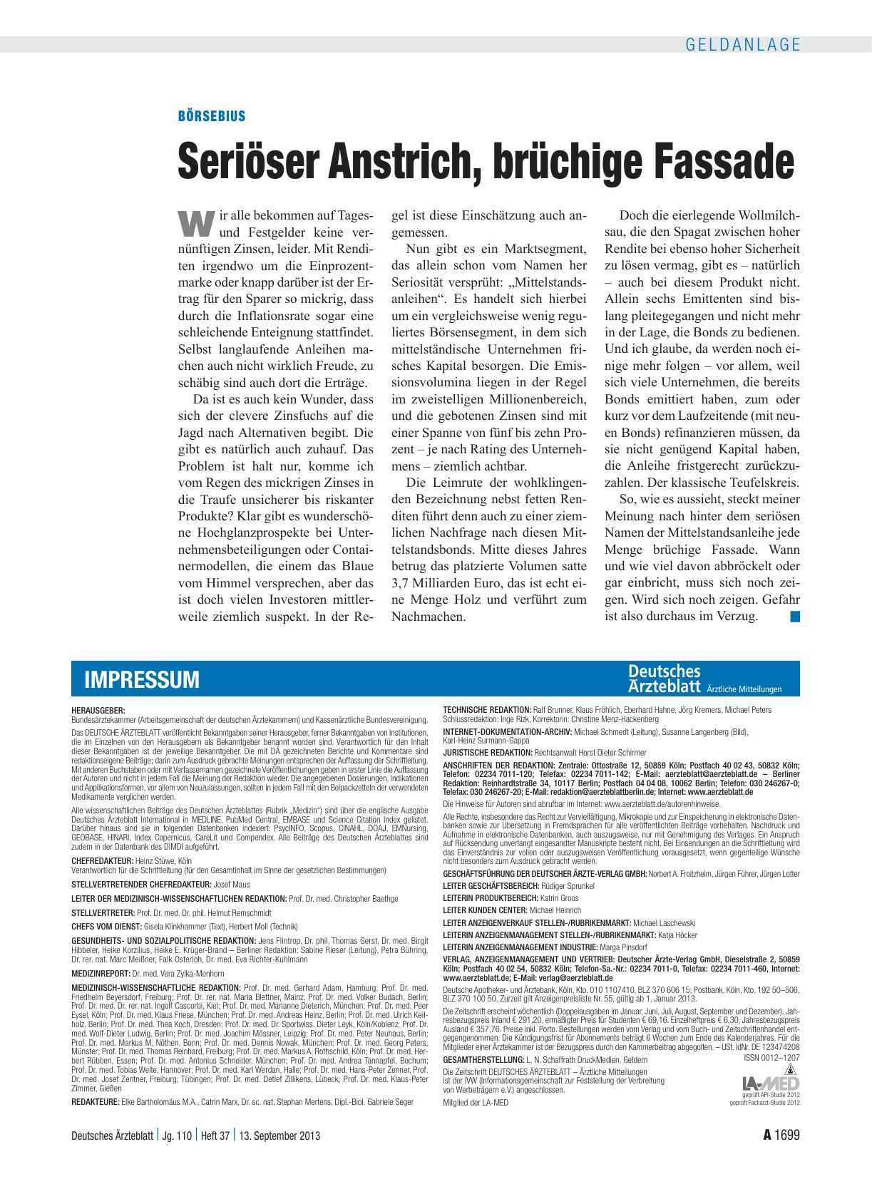 Vorschauseite 1: Börsebius: Seriöser Anstrich, brüchige Fassade