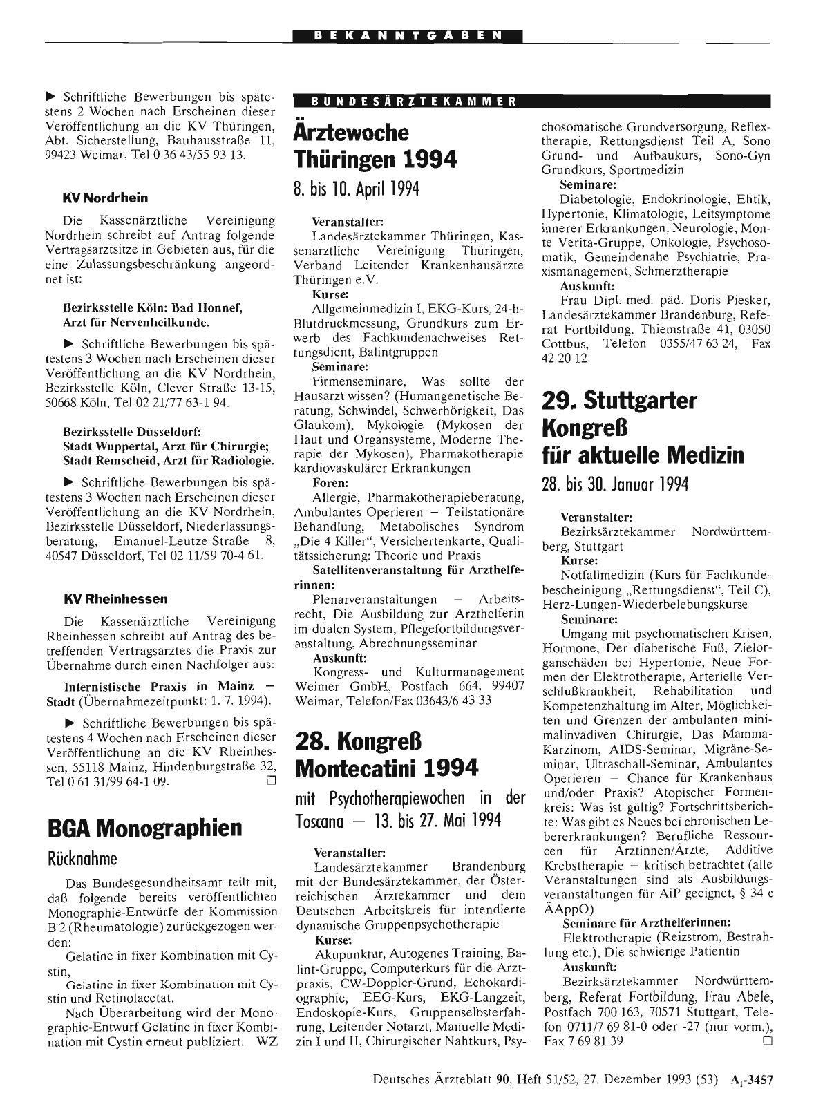 Vorschauseite 1: Ärztewoche Thüringen 1994