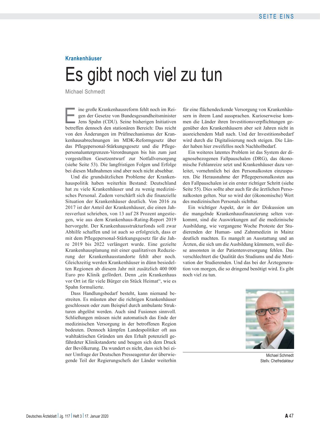 Vorschauseite 1: Krankenhäuser: Es gibt noch viel zu tun