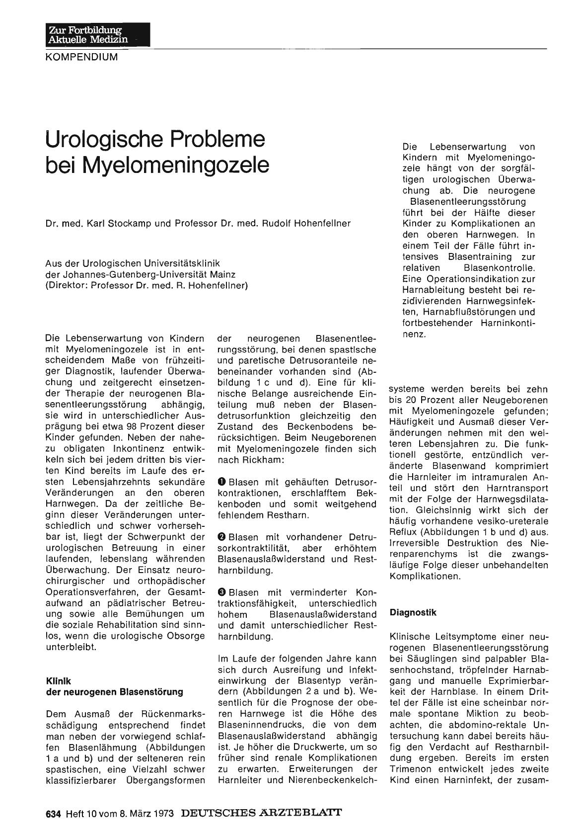 Vorschauseite 1: Urologische Probleme bei Myelomeningozele