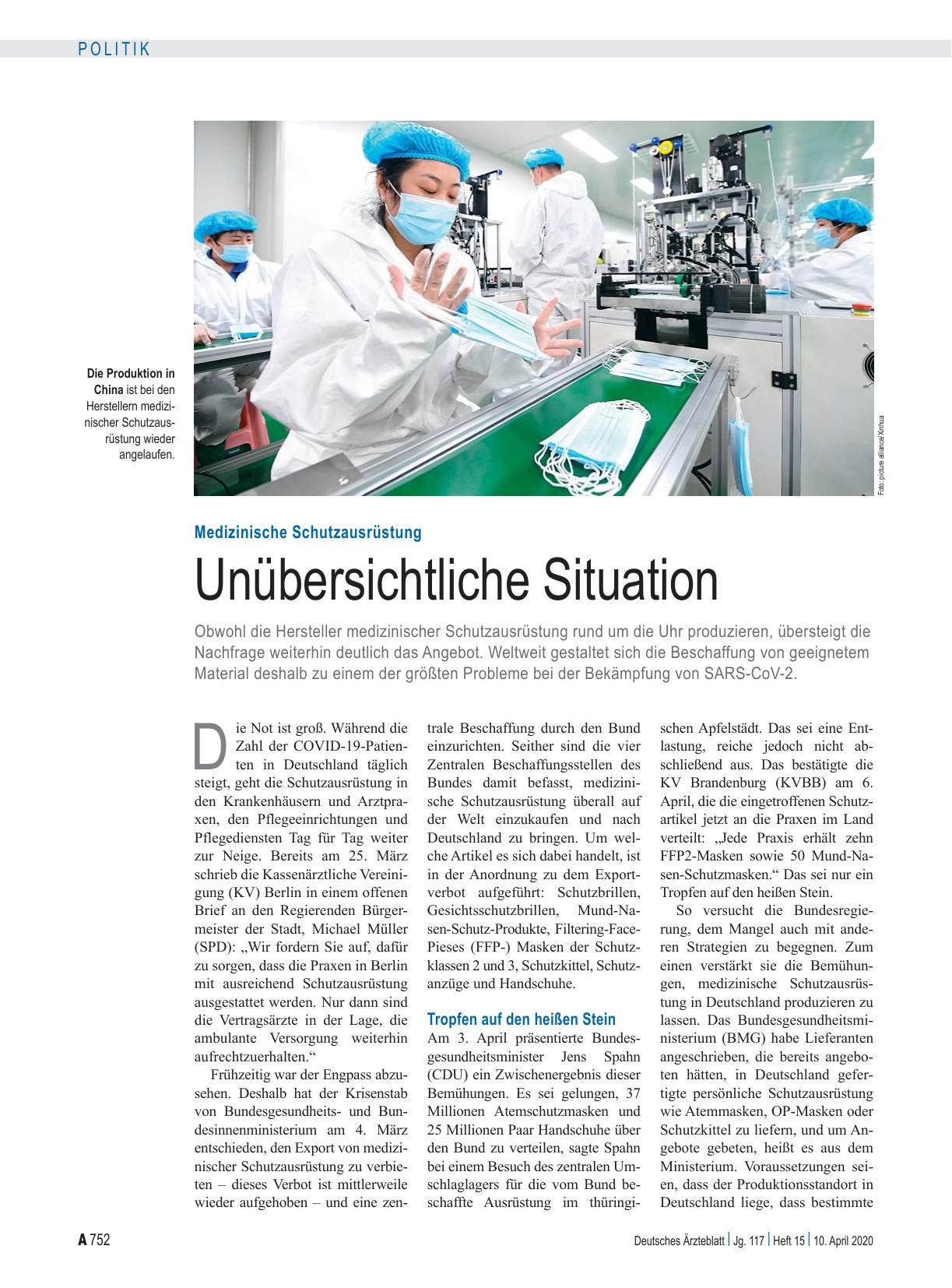 Vorschauseite 1: Medizinische Schutzausrüstung: Unübersichtliche Situation