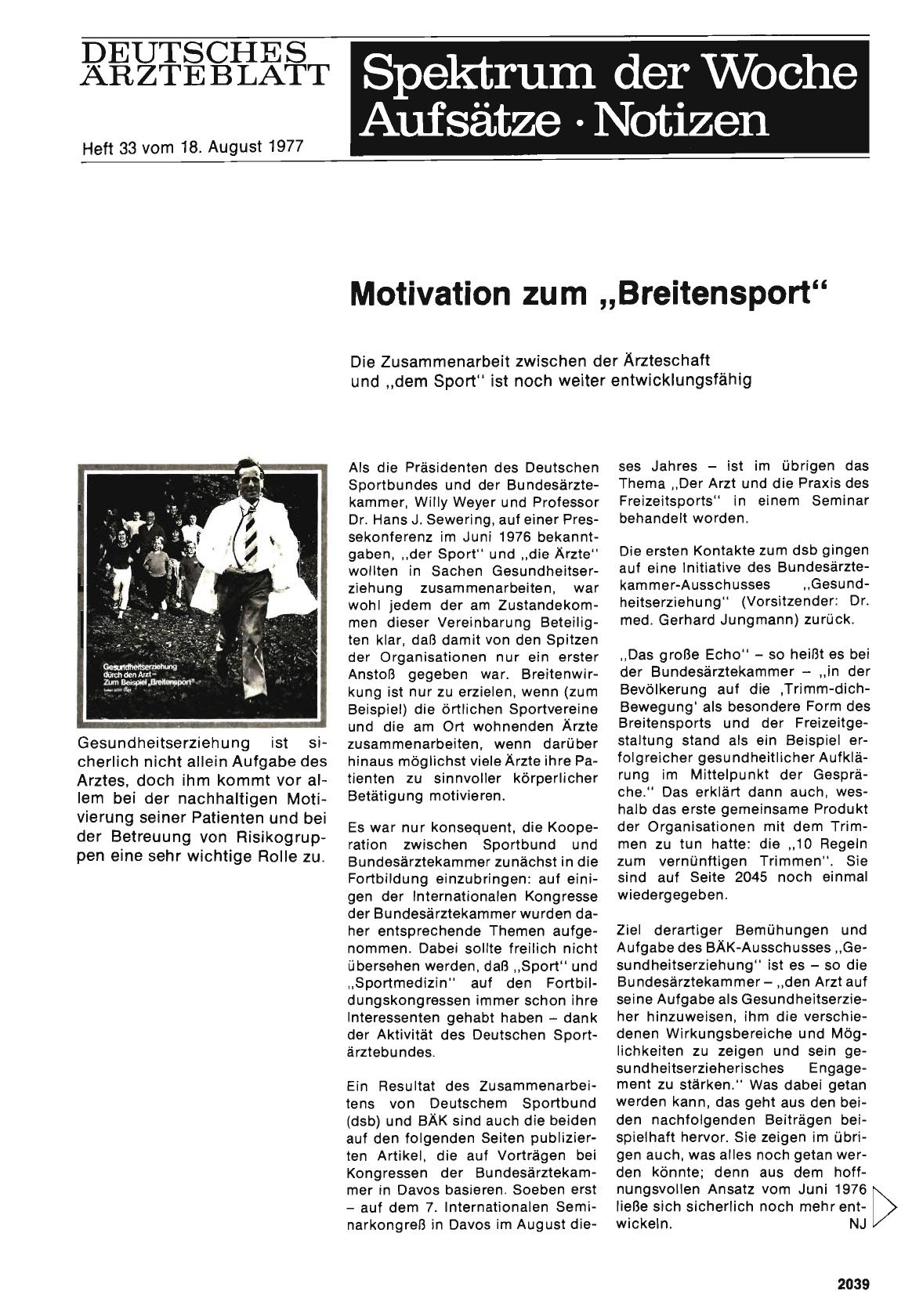 Vorschauseite 1: Welche Wünsche haben die Ärzte an „den Sport“?