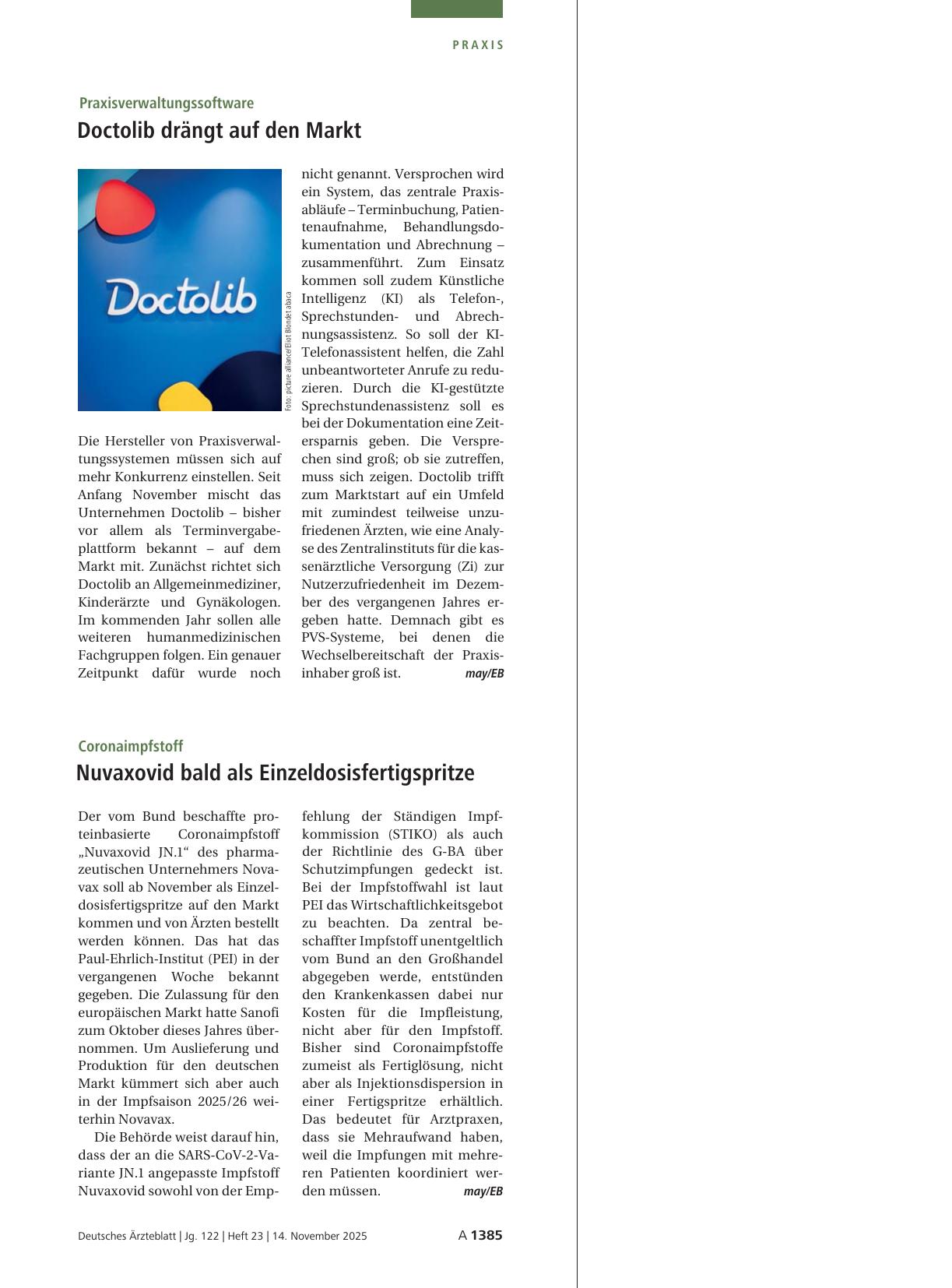 Vorschauseite 1: Praxisverwaltungssoftware: Doctolib drängt auf den Markt
