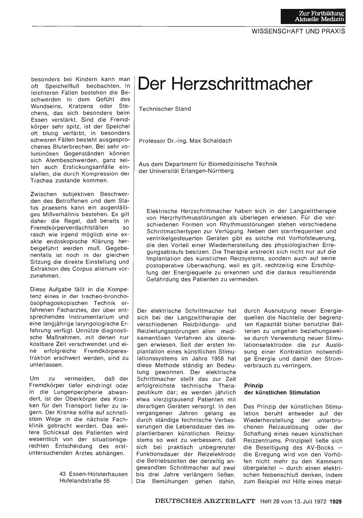 Vorschauseite 1: Der Herzschrittmacher: Technischer Stand