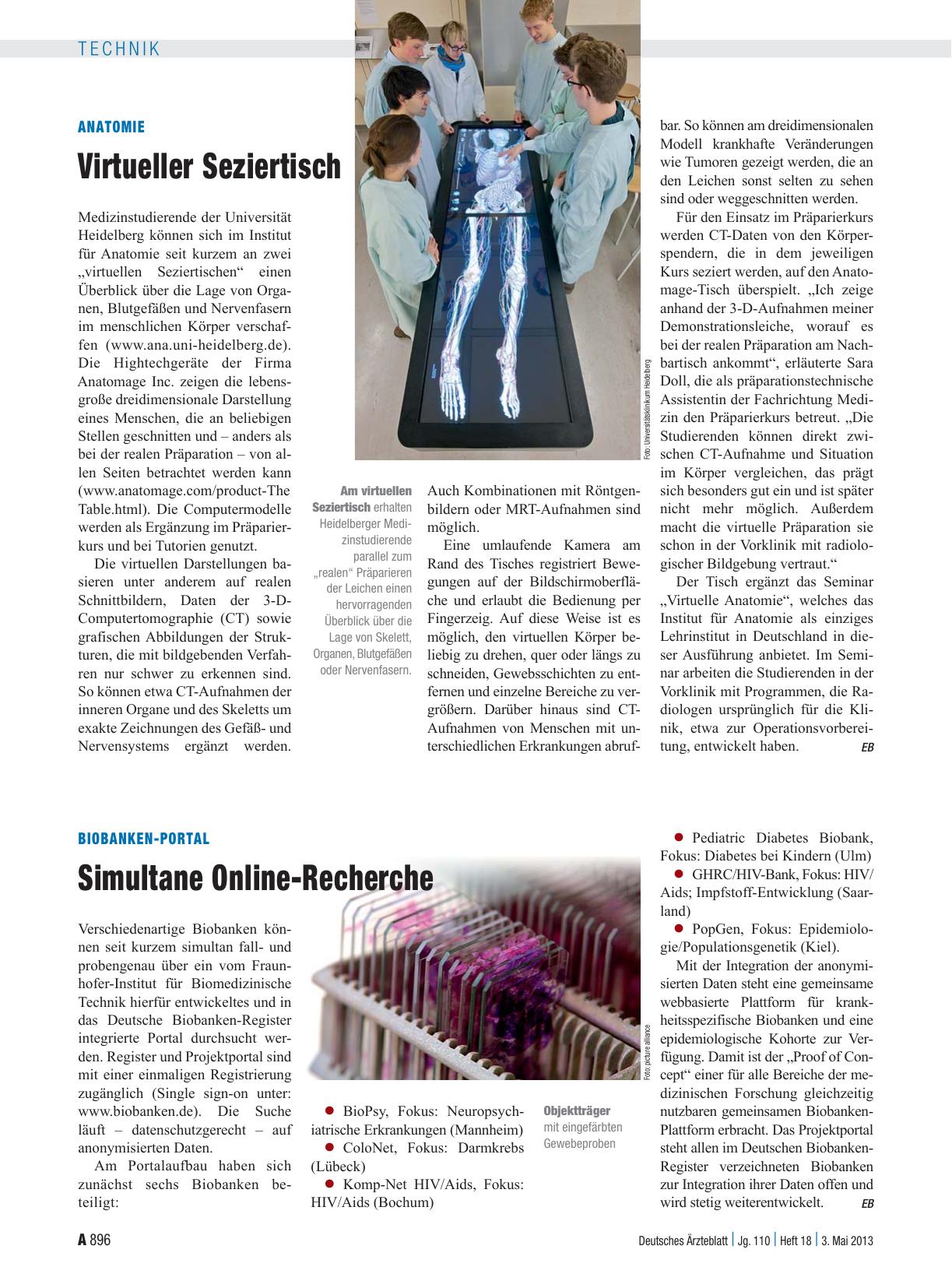 Vorschauseite 1: Biobanken-Portal: Simultane Online-Recherche
