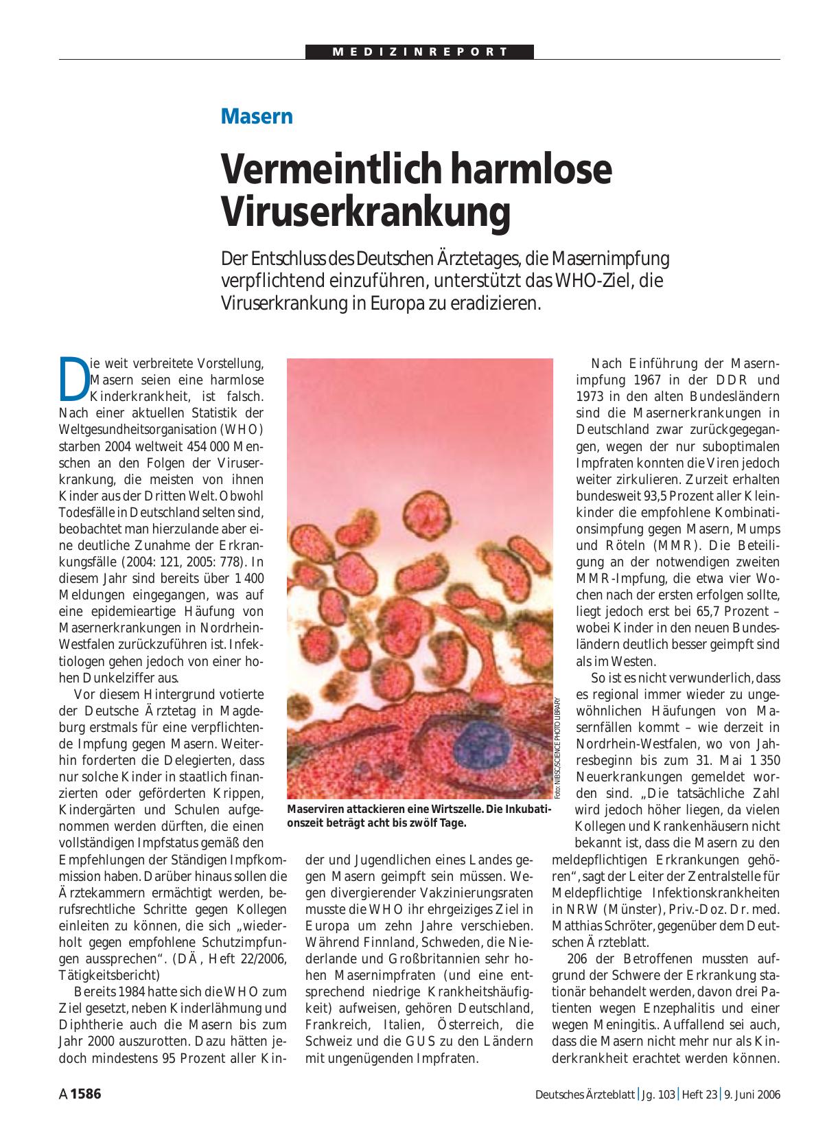 Vorschauseite 1: Masern: Vermeintlich harmlose Viruserkrankung