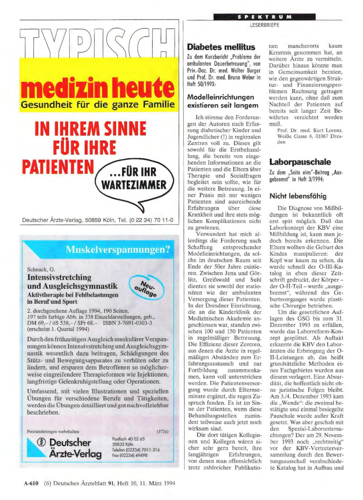 Vorschauseite 1: Diabetes mellitus: Modelleinrichtungen existieren seit langem