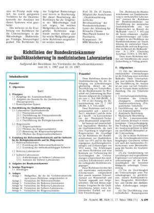 Vorschauseite 1: Richtlinien der Bundesärztekammer zur Qualitätssicherung in medizinischen Laboratorien