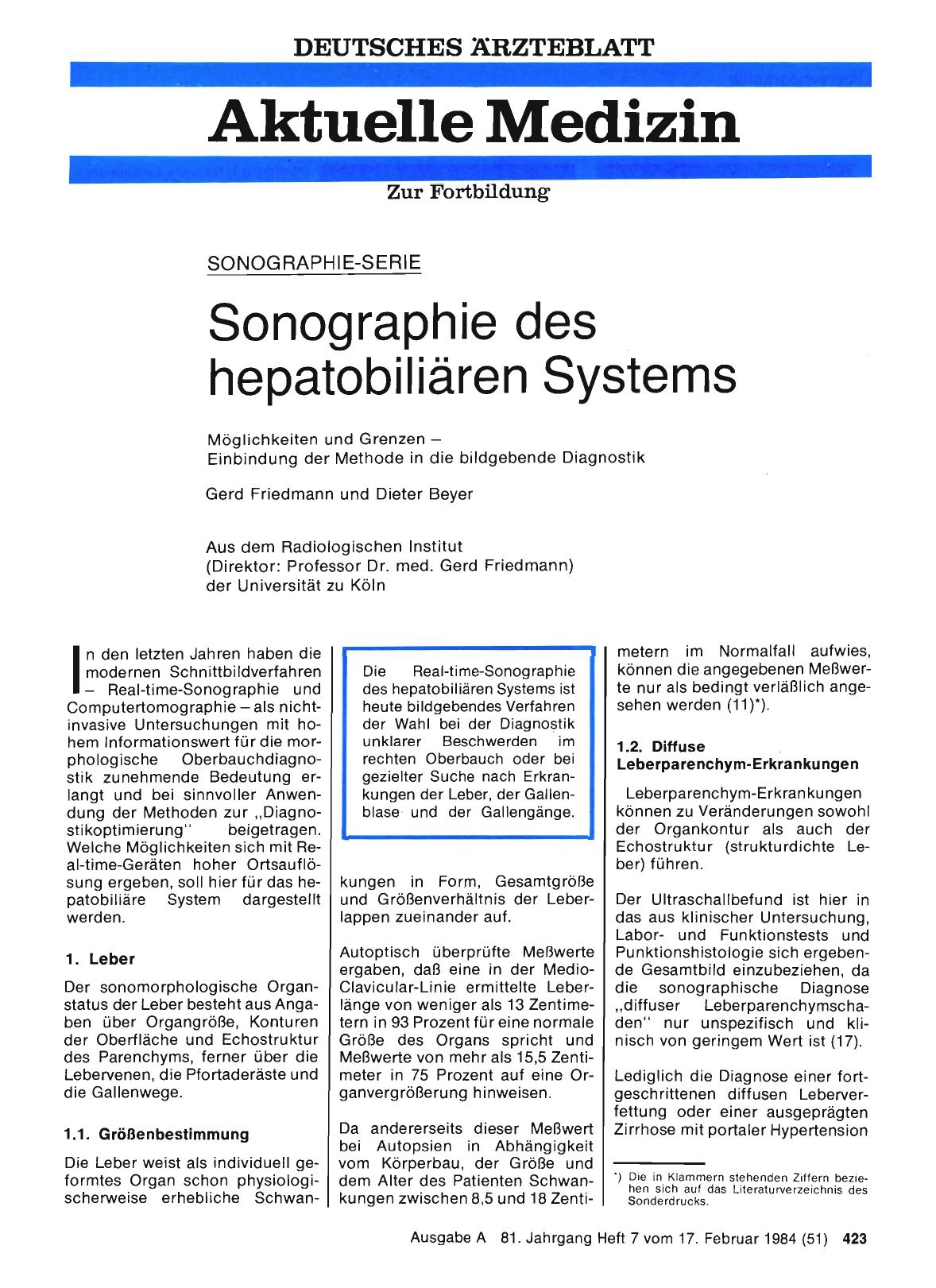 Vorschauseite 1: Sonographie des hepatobiliären Systems