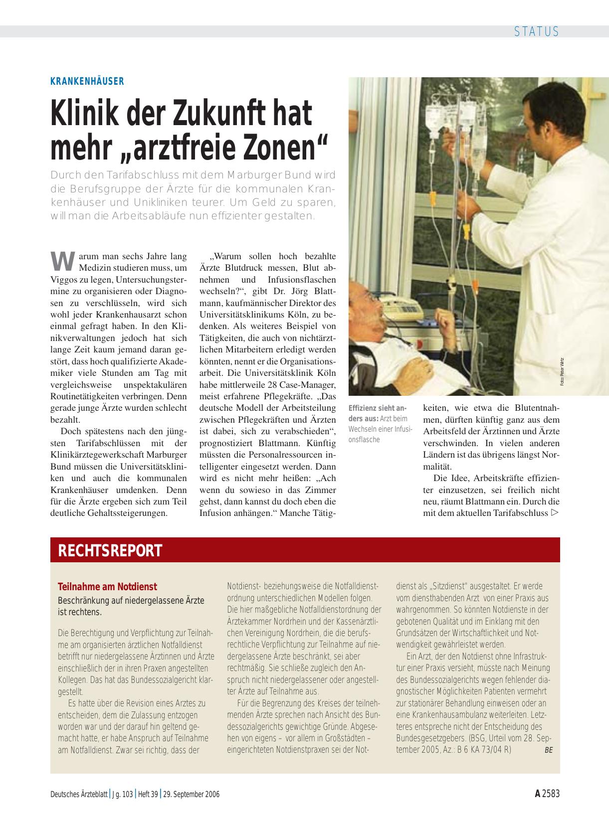 Vorschauseite 1: Teilnahme am Notdienst: Beschränkung auf niedergelassene Ärzte ist rechtens