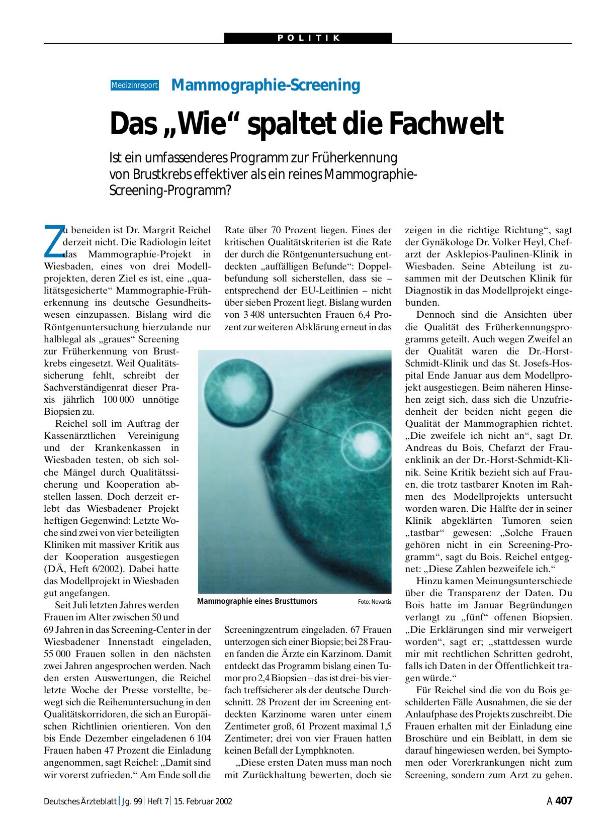 Vorschauseite 1: Mammographie-Screening: Das „Wie“ spaltet die Fachwelt