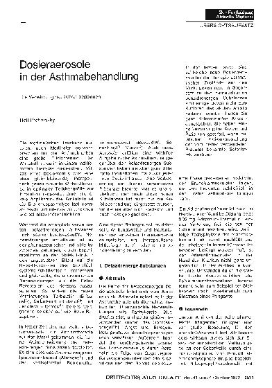 Vorschauseite 1: Dosieraerosole in der Asthmabehandlung: Die Verwirrung hat schon begonnen