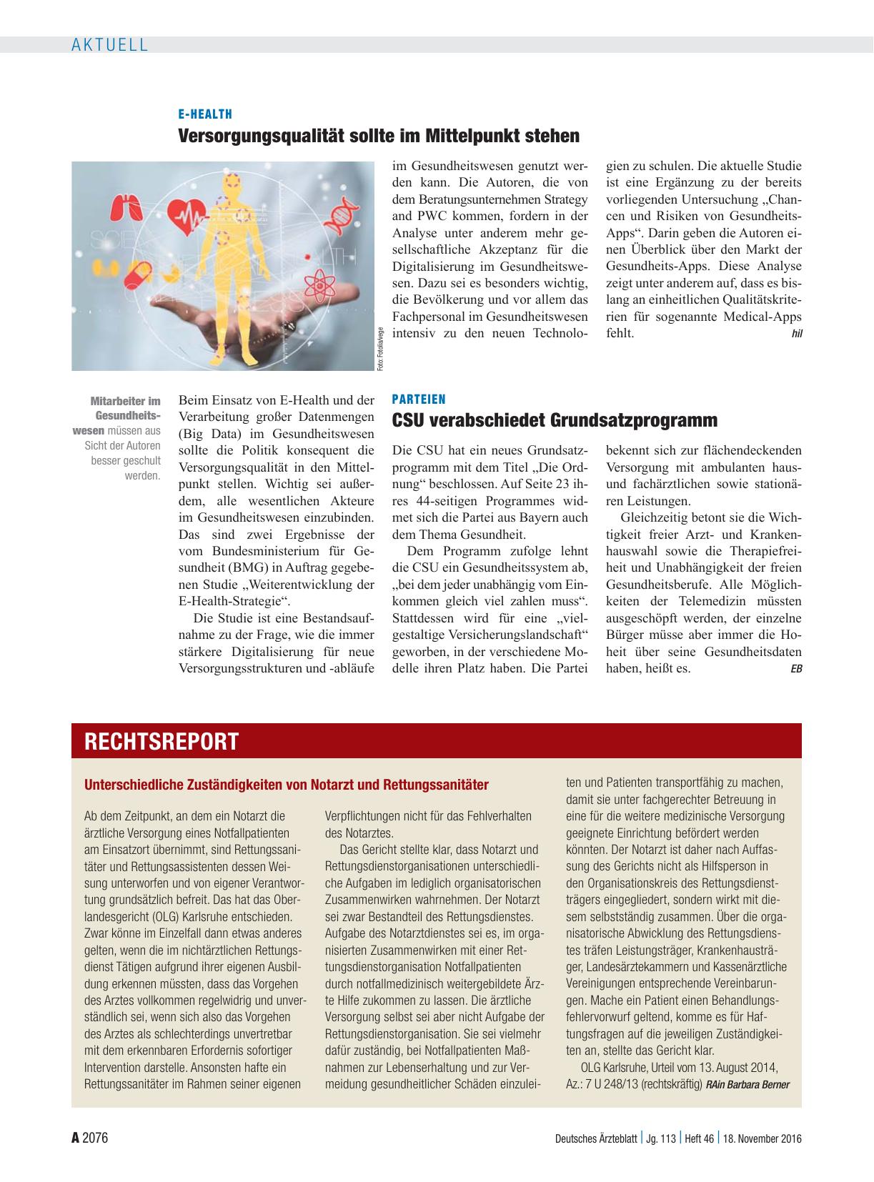 Vorschauseite 1: Unterschiedliche Zuständigkeiten von Notarzt und Rettungssanitäter