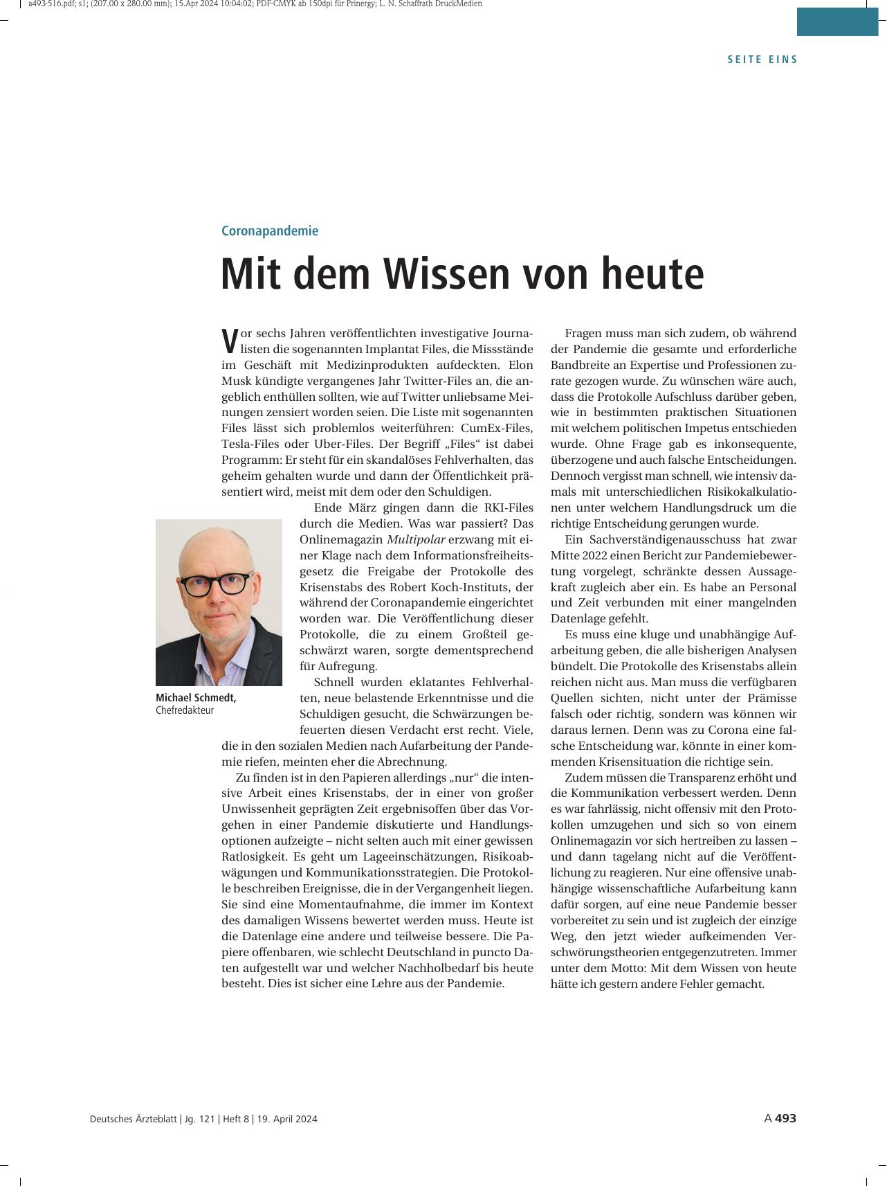 Vorschauseite 1: Coronapandemie: Mit dem Wissen von heute