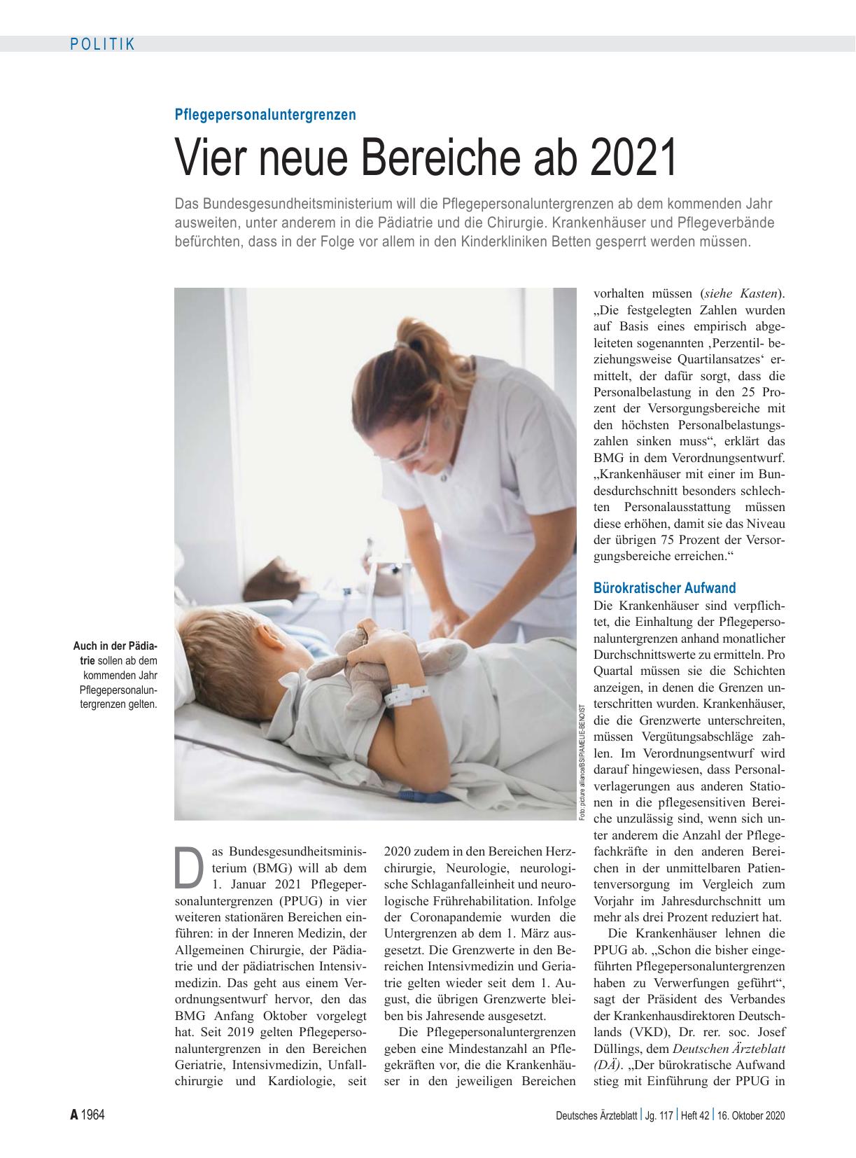 Vorschauseite 1: Pflegepersonaluntergrenzen: Vier neue Bereiche ab 2021
