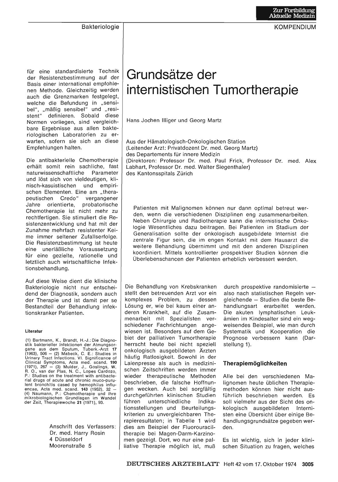 Vorschauseite 1: Grundsätze der internistischen Tumortherapie