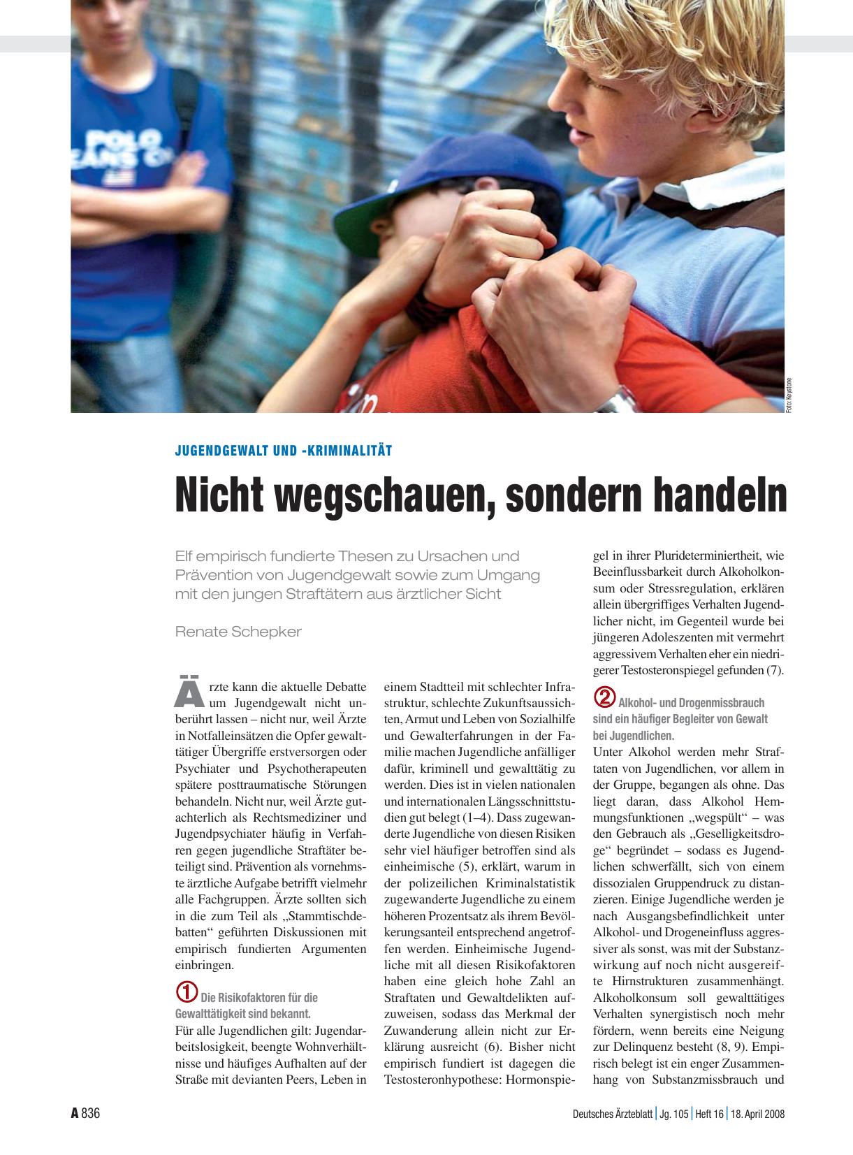 Vorschauseite 1: Jugendgewalt und -Kriminalität: Nicht wegschauen, sondern handeln