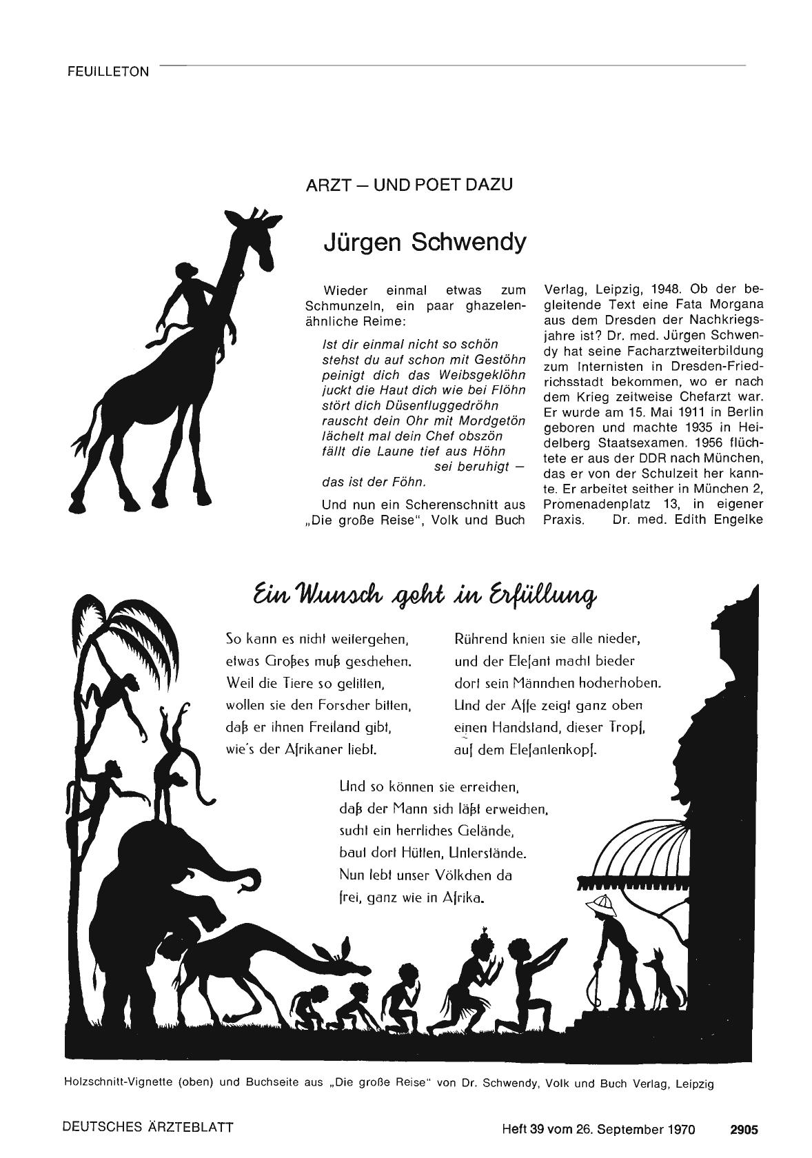 Vorschauseite 1: Arzt — und Poet dazu: Jürgen Schwendy