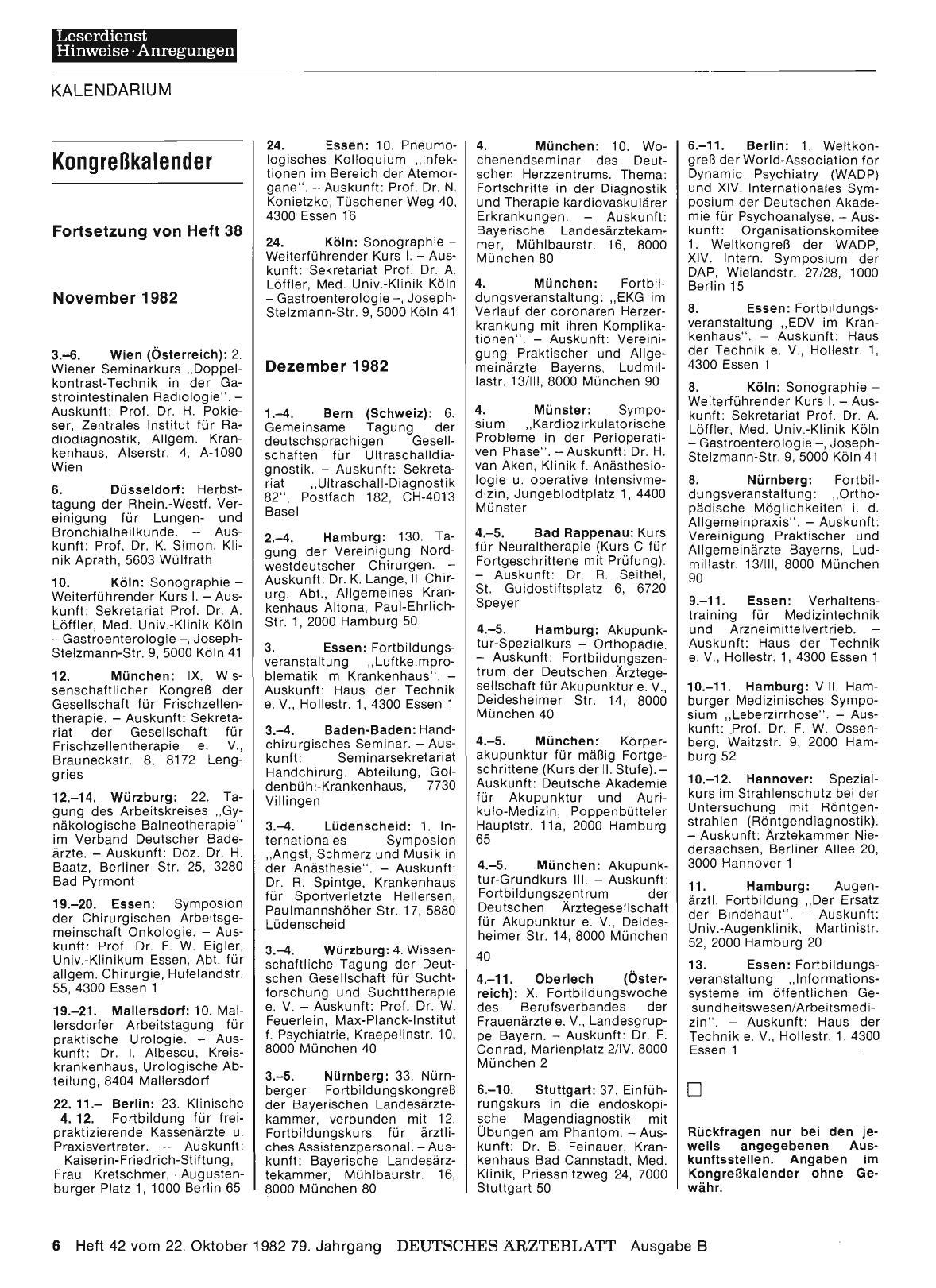 Vorschauseite 1: Kongreßkalender: Fortsetzung von Heft 38