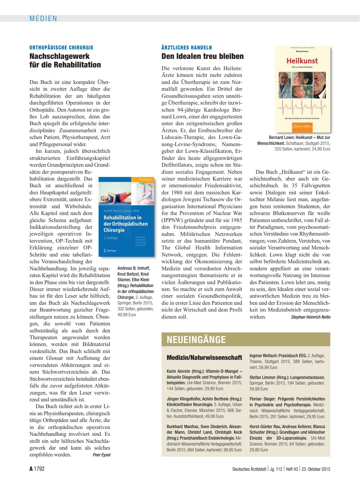 Vorschauseite 1: Ärztliches Handeln: Den Idealen treu bleiben