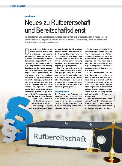 Vorschauseite 1: Arbeitsrecht: Neues zu Rufbereitschaft und Bereitschaftsdienst