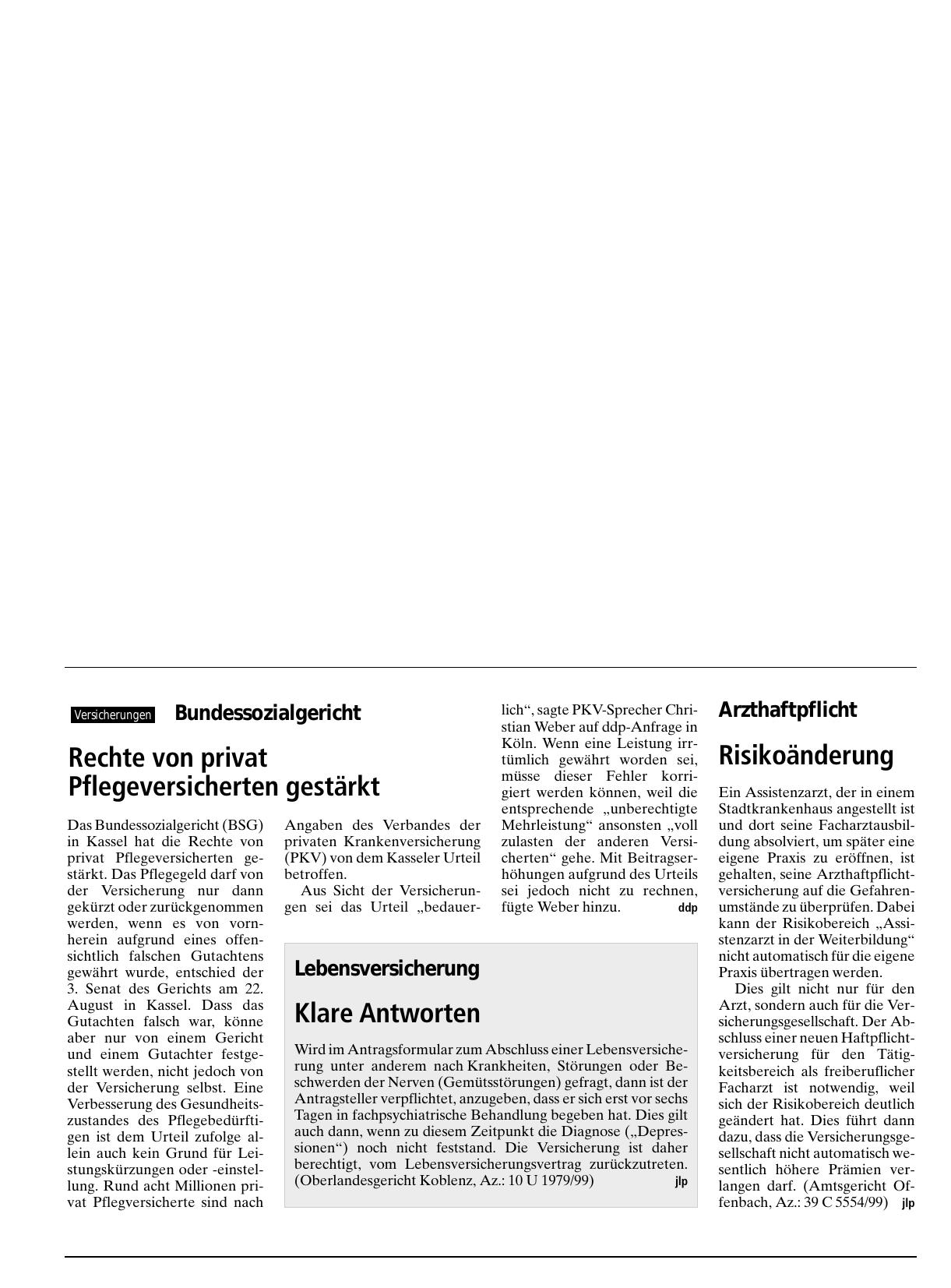 Vorschauseite 1: Arzthaftpflicht: Risikoänderung