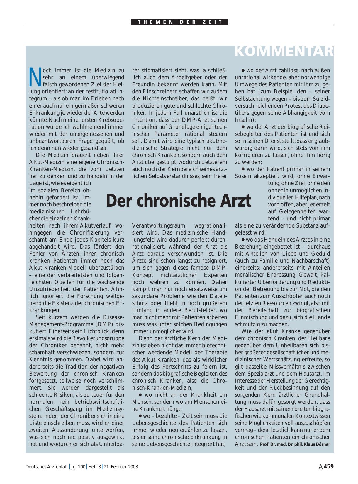 Vorschauseite 1: Der chronische Arzt