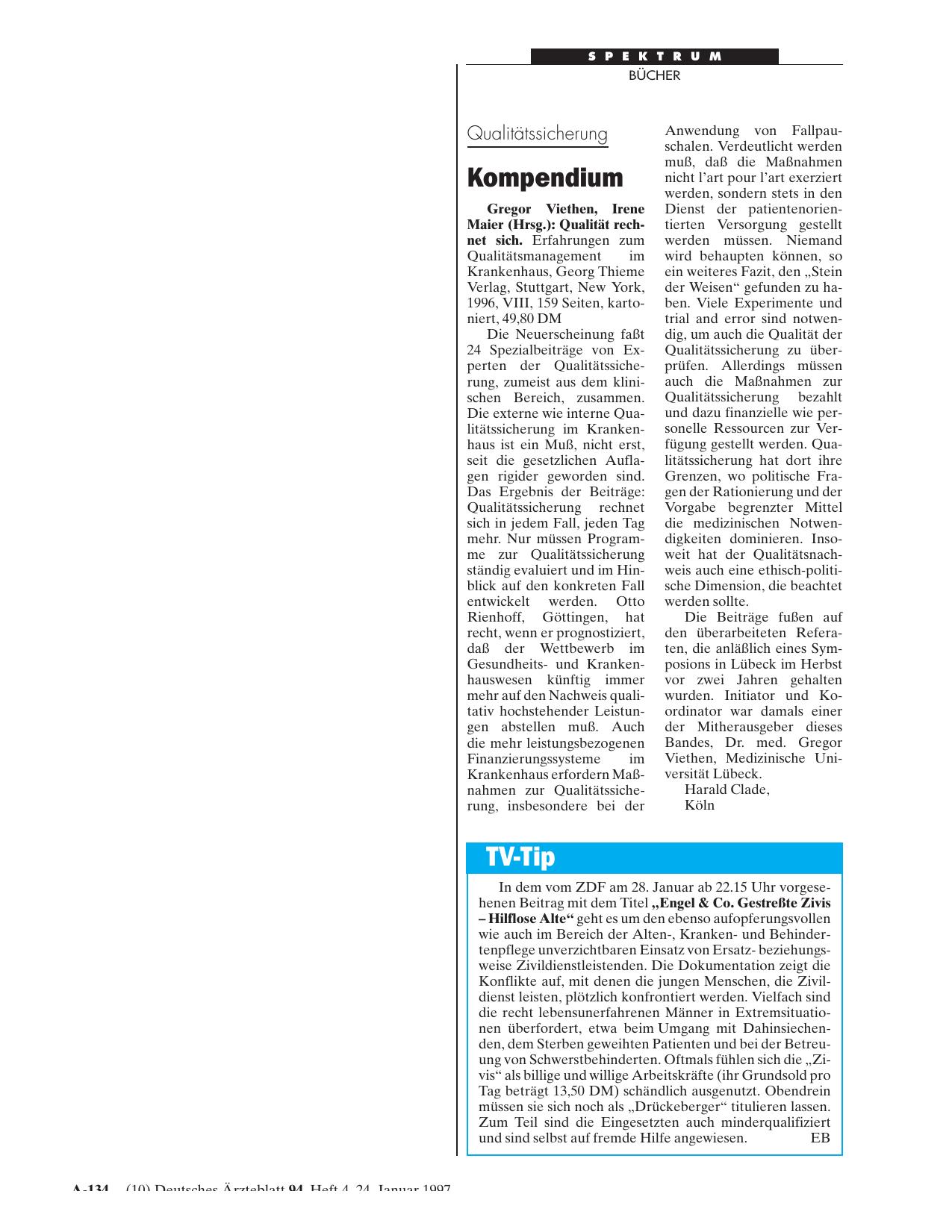 Vorschauseite 1: TV-Tip