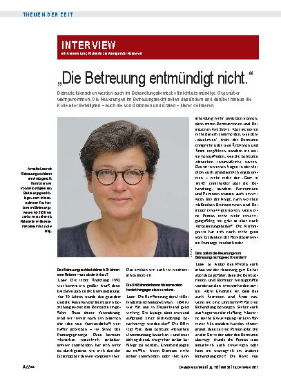 Vorschauseite 1: Interview mit Annette Loer, Richterin am Amtsgericht Hannover „Die Betreuung entmündigt nicht.“