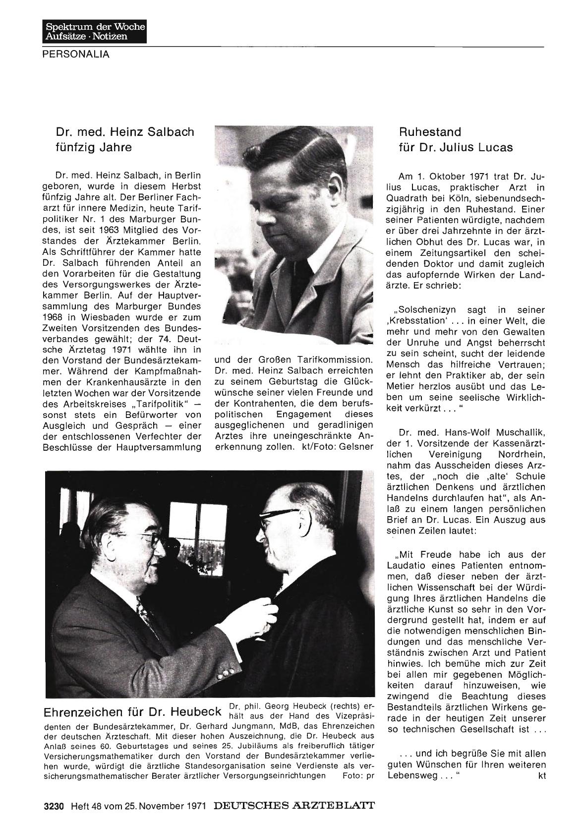 Vorschauseite 1: Ehrenzeichen für Dr. Heubeck