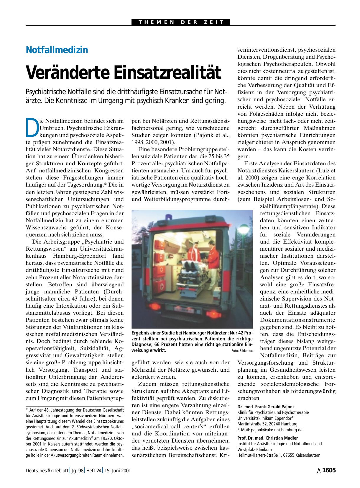 Vorschauseite 1: Notfallmedizin: Veränderte Einsatzrealität