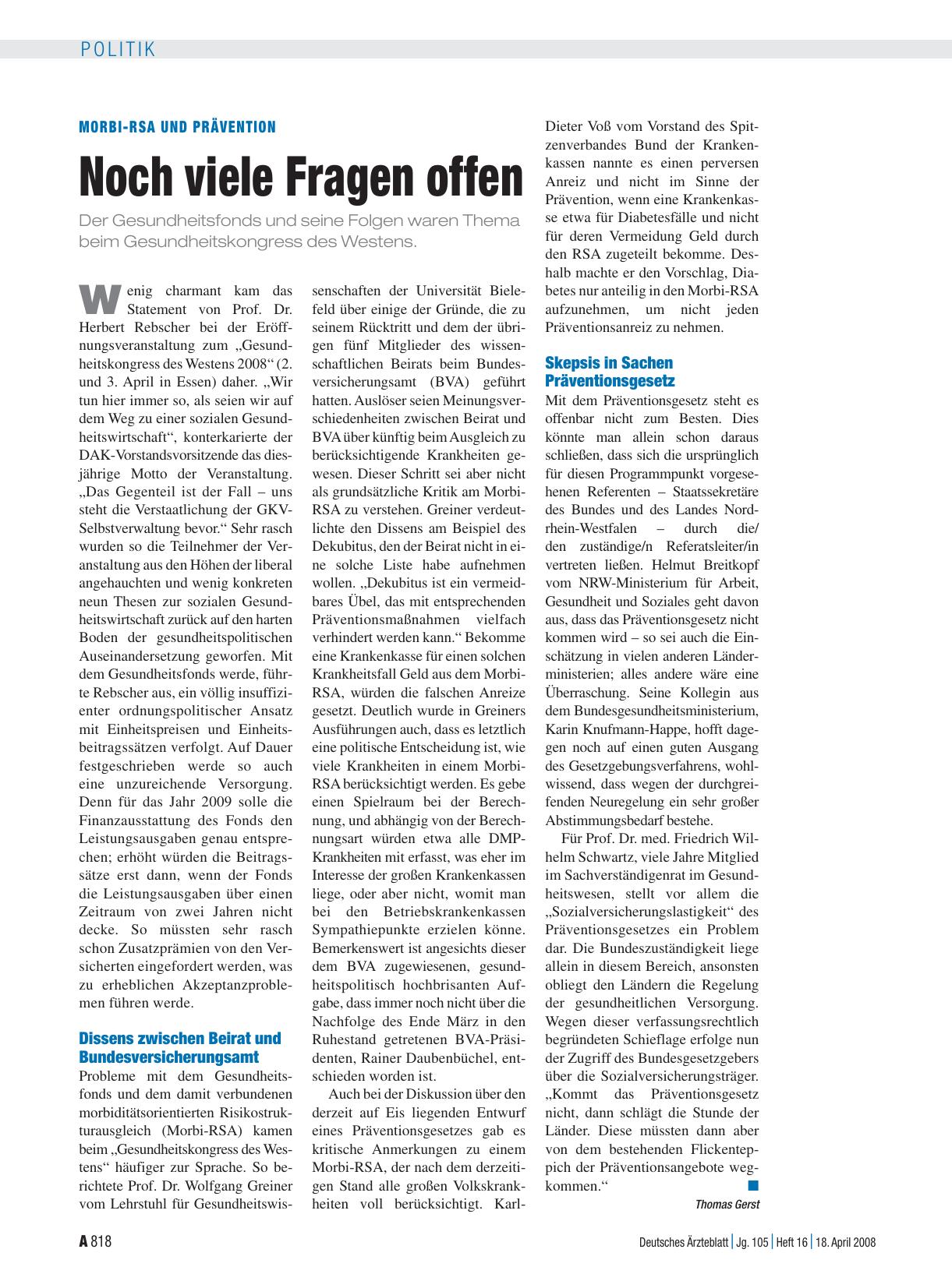 Vorschauseite 1: Morbi-RSA und Prävention: Noch viele Fragen offen