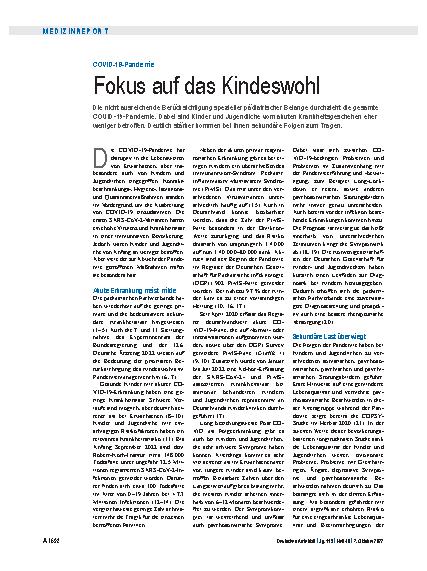 Vorschauseite 1: COVID-19-Pandemie: Fokus auf das Kindeswohl