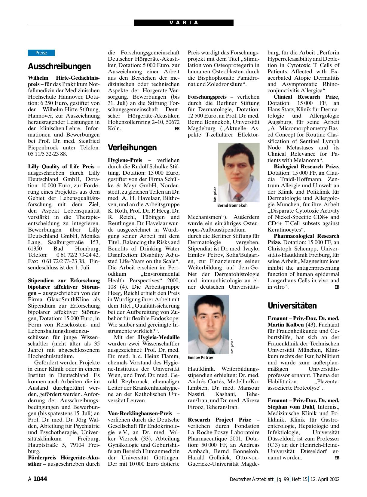 Vorschauseite 1: Ausschreibungen