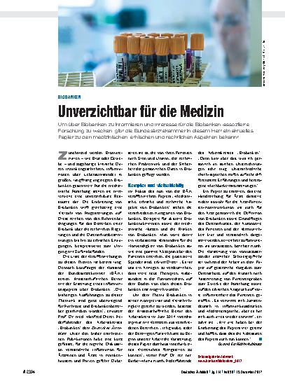 Vorschauseite 1: Biobanken: Unverzichtbar für die Medizin