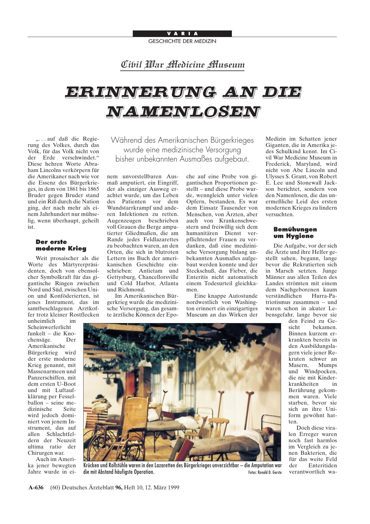 Vorschauseite 1: Civil War Medicine Museum: Erinnerung an die Namenlosen