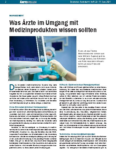 Vorschauseite 1: Management: Was Ärzte im Umgang mit Medizinprodukten wissen sollten