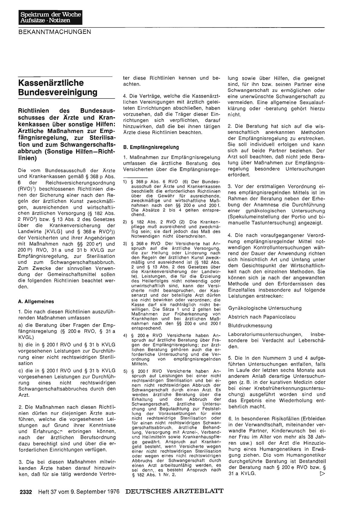 Vorschauseite 1: Kassenärztliche Bundesvereinigung: Richtlinien des Bundesausschusses der Ärzte und Krankenkassen über sonstige Hilfen